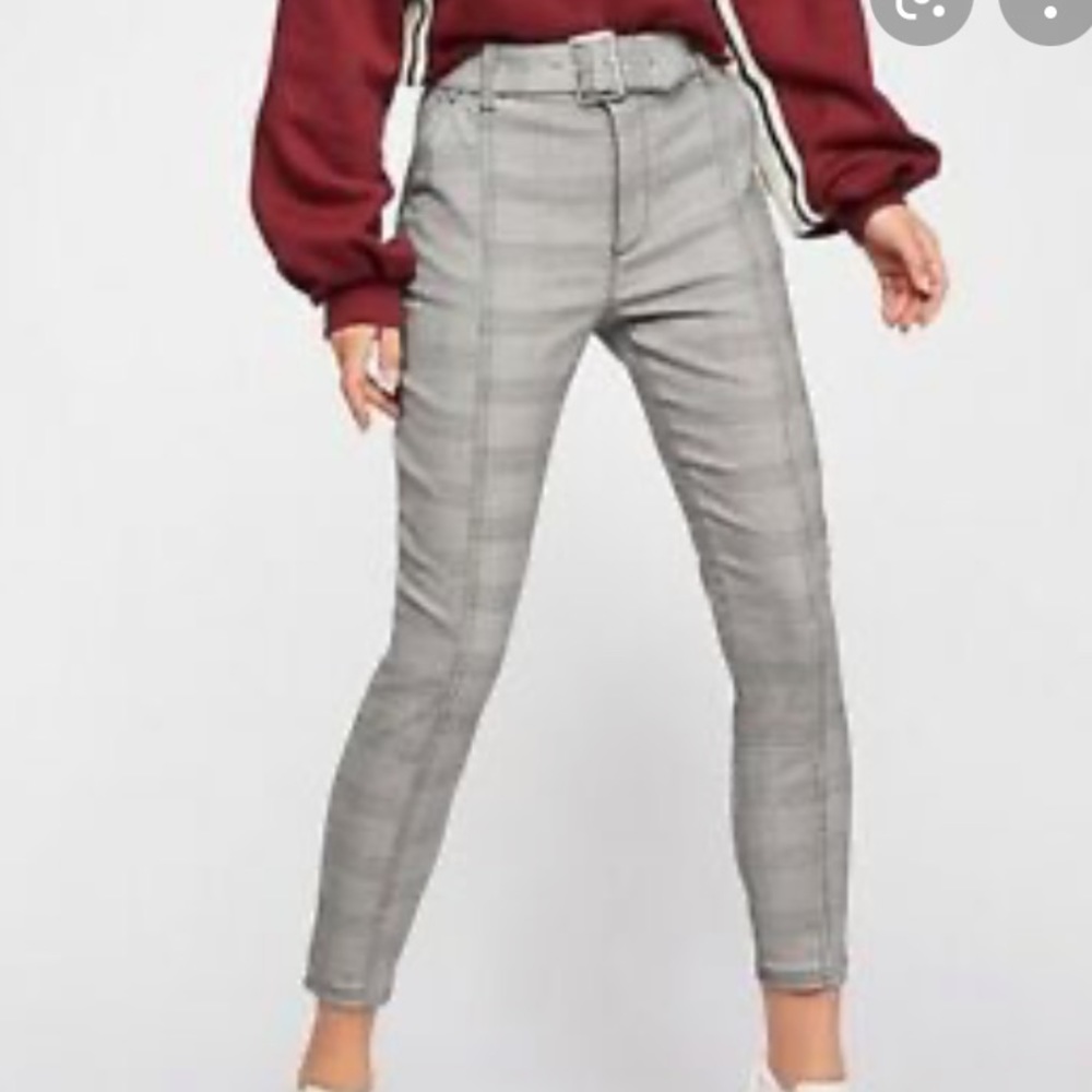 FREE PEOPLE ROCK ON PLAID SKINNY PANTS
